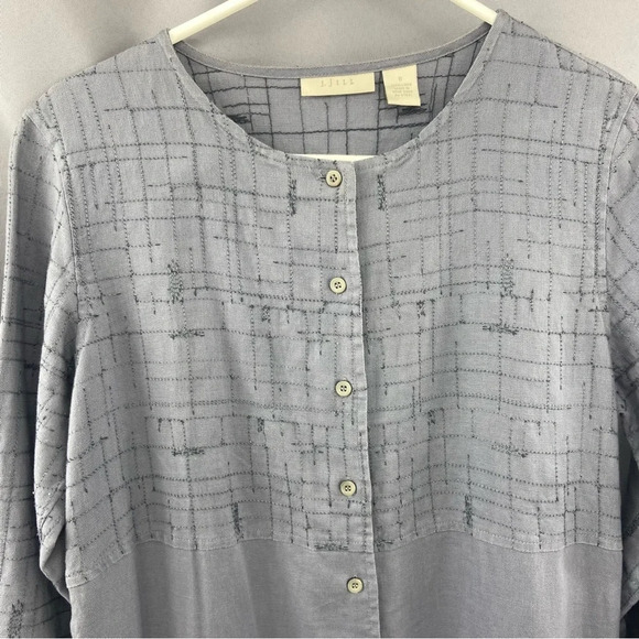 Vintage J.Jill 100% Linen Gray Long Sleeve Button Front Maxi Dress Size Small - Picture 6 of 8